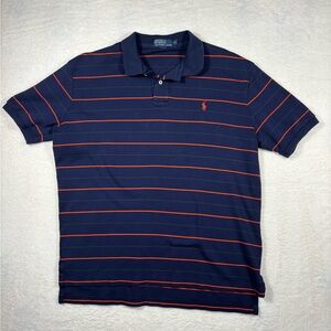 Ralph Lauren Polo Shirt Adult Sz XL Orange Blue Pony Rugby Striped Men Preppy